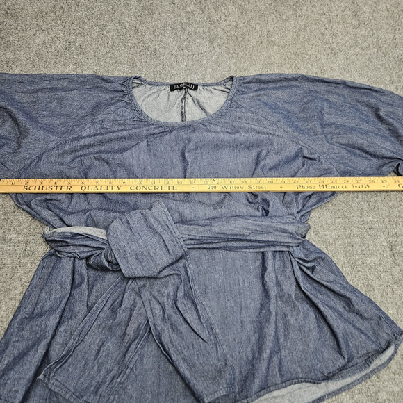 Eloquii Top Blouse Womens Size 20 Blue Wrap Long Sleeves Boho‎ Elevated Casual - Picture 7 of 9